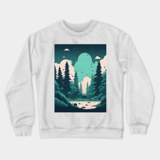 pine forest landscape magic Crewneck Sweatshirt